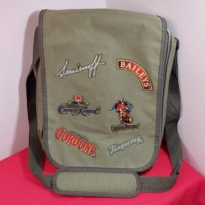 Green Khaki Messenger Bag Crown Royal Baileys Smirnoff Capt. Morgan Tanqueray